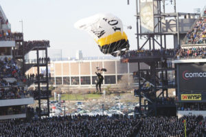Falzone lands at the 2010 Army/Navy game.