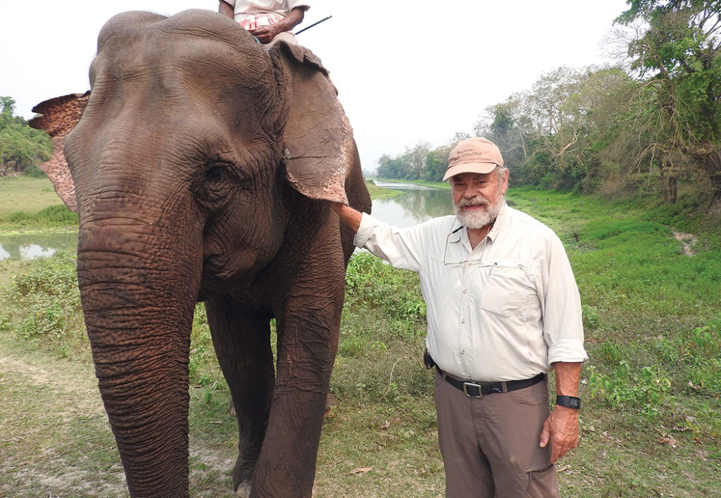 While in India, Joe Edmiston and wife Pepper took a ride on an elephant.