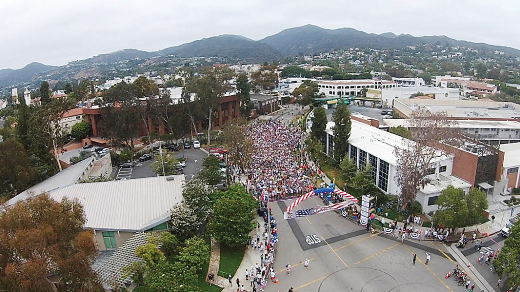 Tyler Newman, a student at Chapman University, captured the start of the race with a camera mounted on a drone. Photo: Tyler Newman