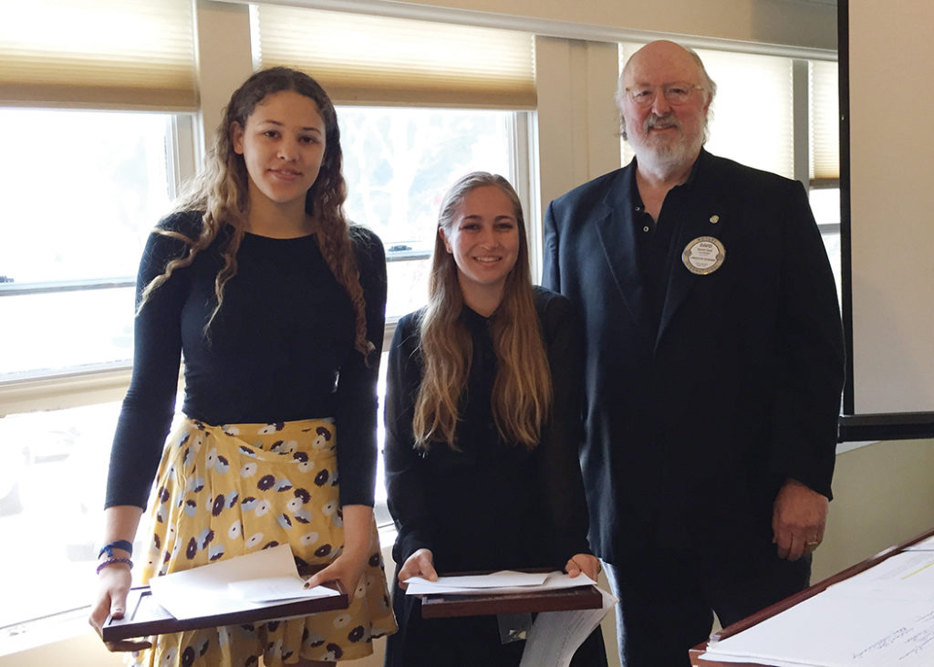 Zaire Armstrong and Talia D’Amato were given writing awards by Rotary member David Card.