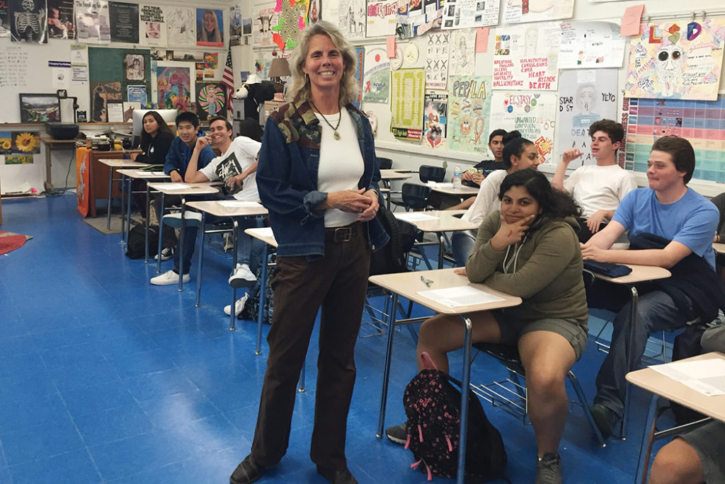 Susan Ackerman teaches the health class at Palisades High School, which allows students access to a sympathetic ear about complex problems.